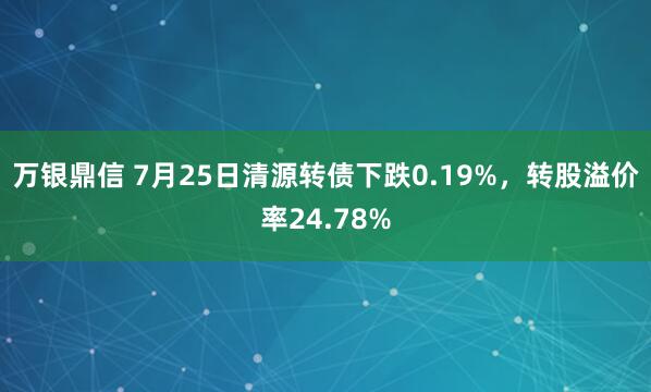 万银鼎信 7月25日清源转债下跌0.19%，转股溢价率24.78%